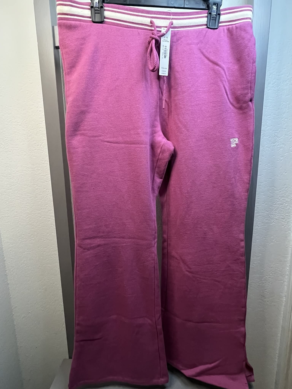 PINK Victoria's Secret Hot Pink Sweatpants with Striped Waistband